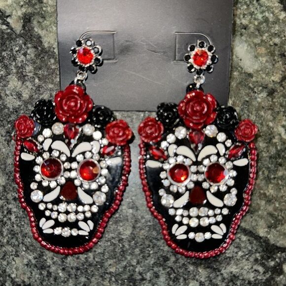 sugar skull earrings - Picture 2 of 3